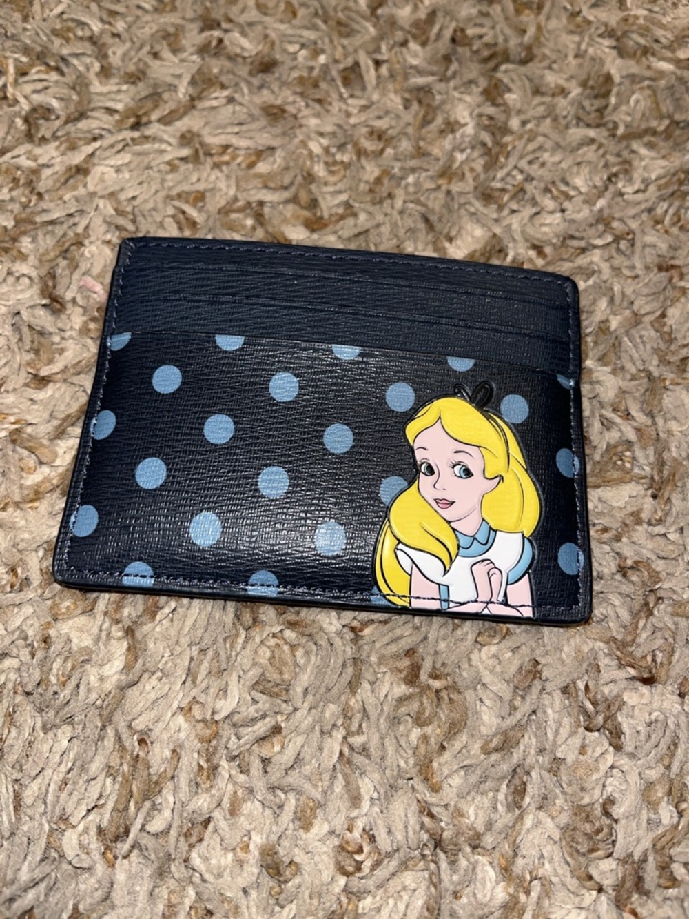 Disney x kate spade Alice Polka Dot Card Holder - Navy with Light Blue Dots